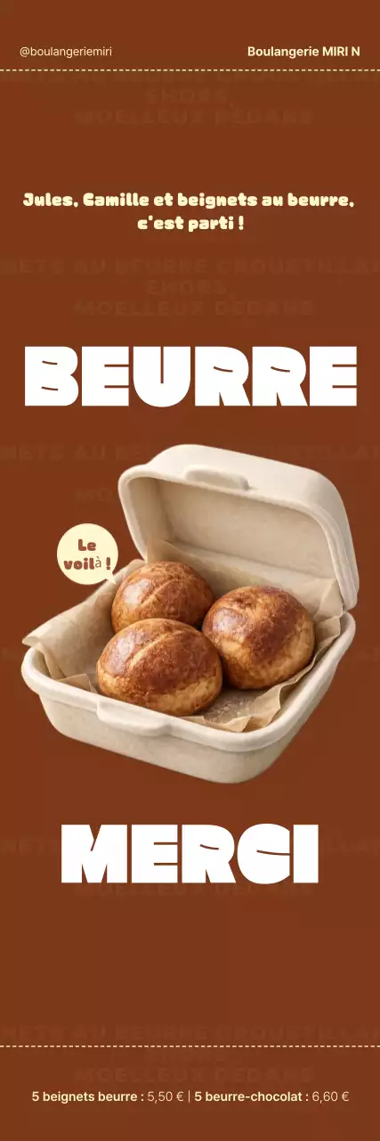 Menu spécial Pain au beurre simple brun