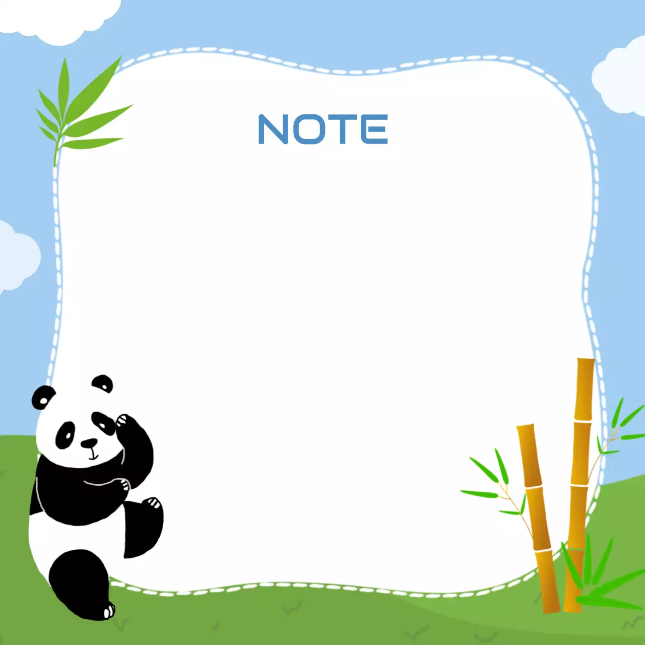파랑 아기자기한 판다 메모 프레임