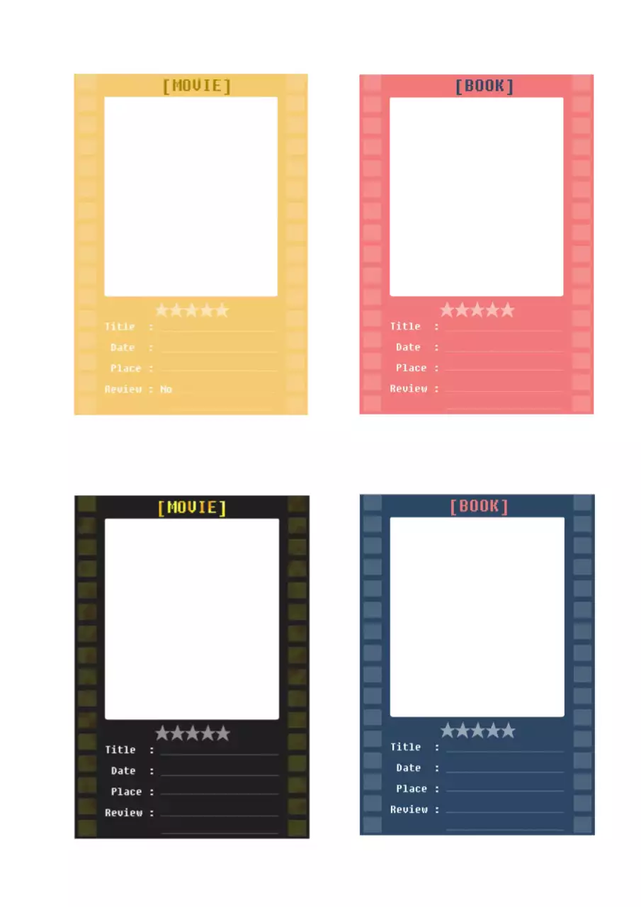 컬러풀 심플 영화 기록지 메모지