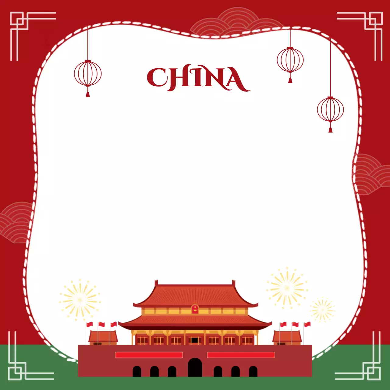 빨강 전통 중국 포토 프레임