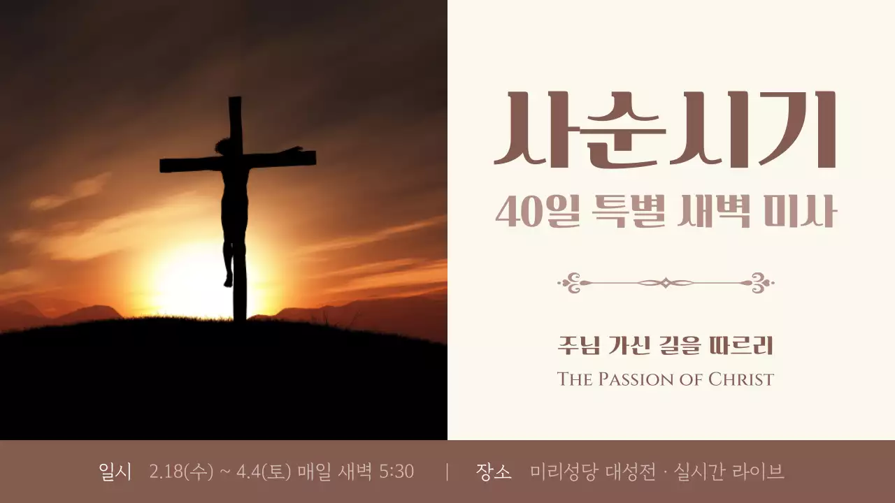 갈색 심플 사순시기 안내