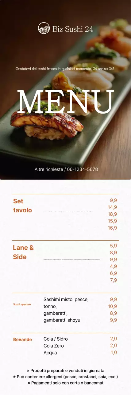 Promozione di un elegante menù di sushi verde