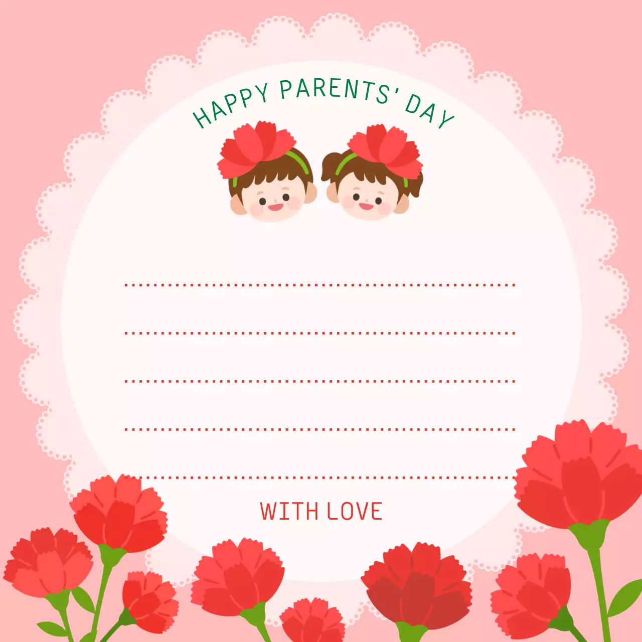 분홍색 아기자기한 어버이날 감사 엽서프레임