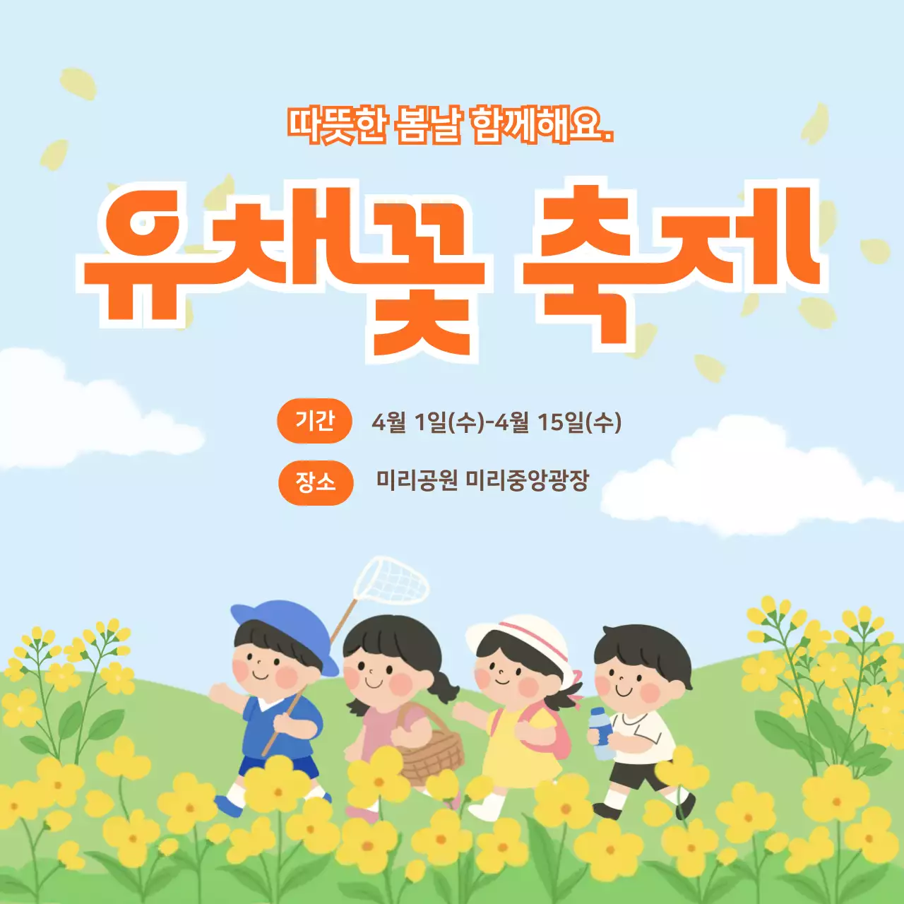 하늘색 아기자기한 유채꽃 축제 행사