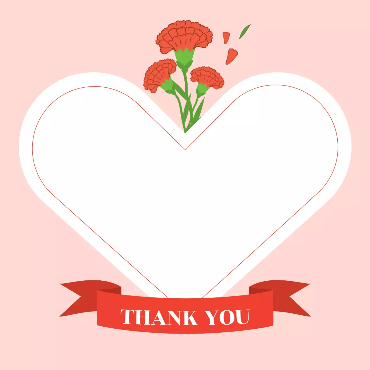 분홍색 아기자기한 감사 인사 카드