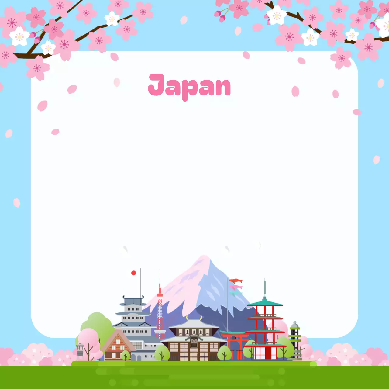 하늘색 아기자기한 일본 포토 프레임