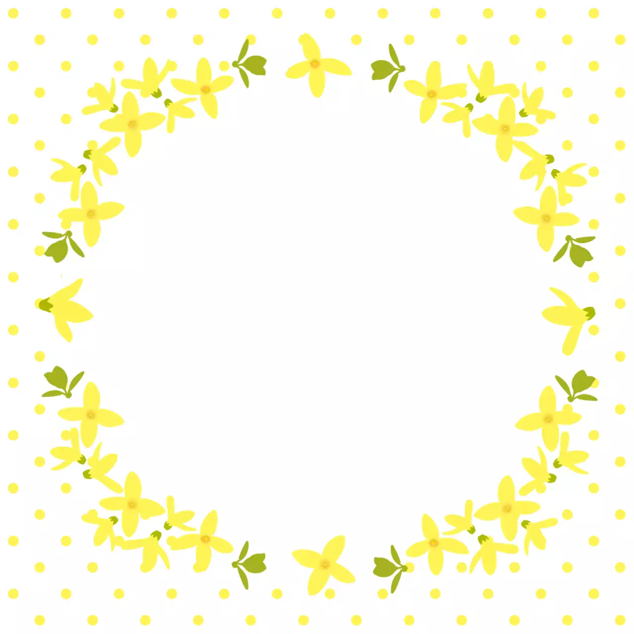 노란색 심플 꽃무늬 프레임 엽서