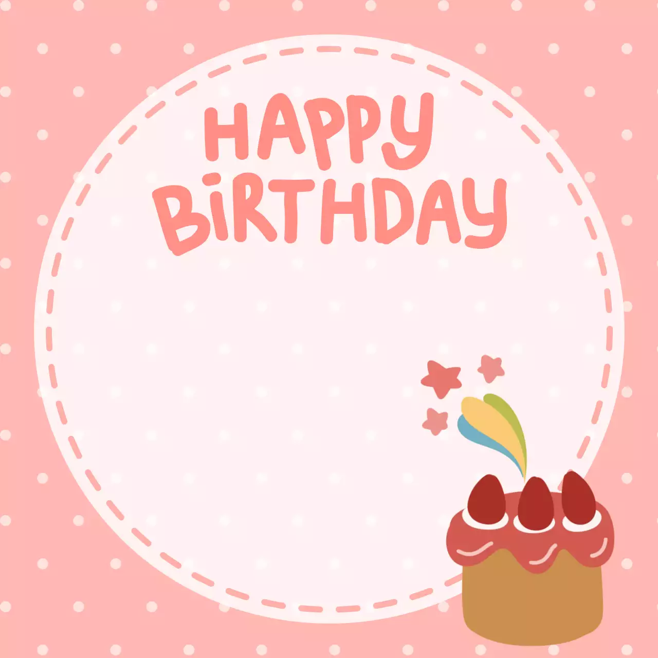 분홍색 아기자기한 생일 축하 카드