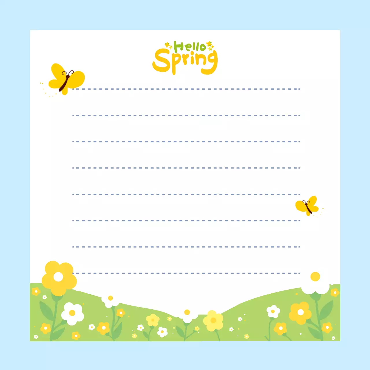 하늘배경의 심플한 봄 줄편지지