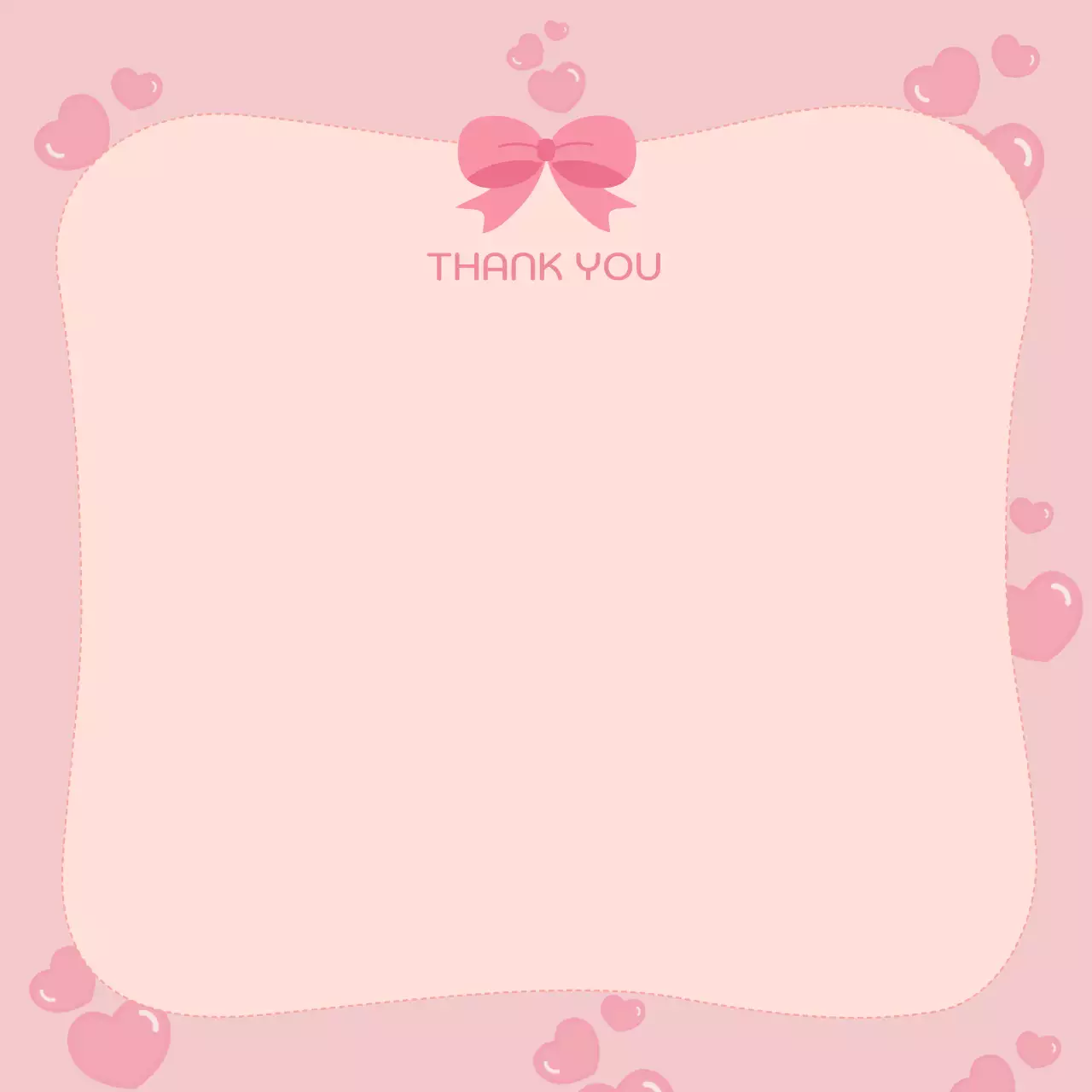 분홍색 아기자기한 감사 인사 엽서