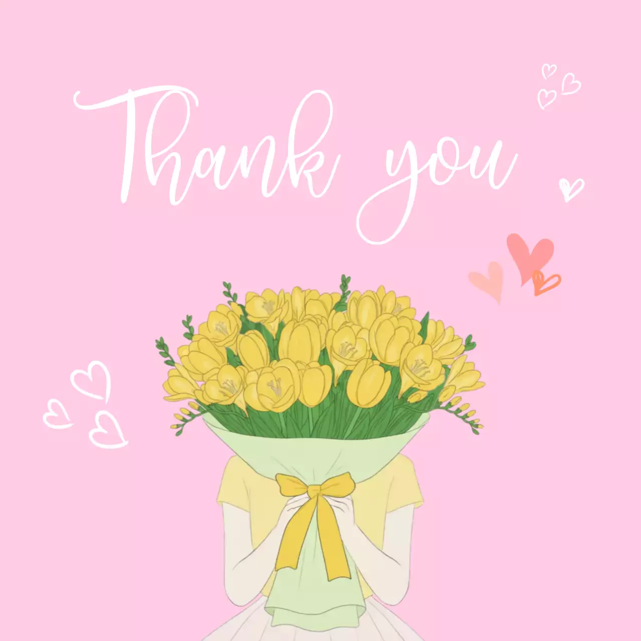 분홍색 아기자기한 감사 인사