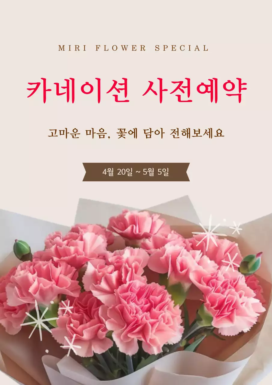 분홍 심플 카네이션 사전예약 안내