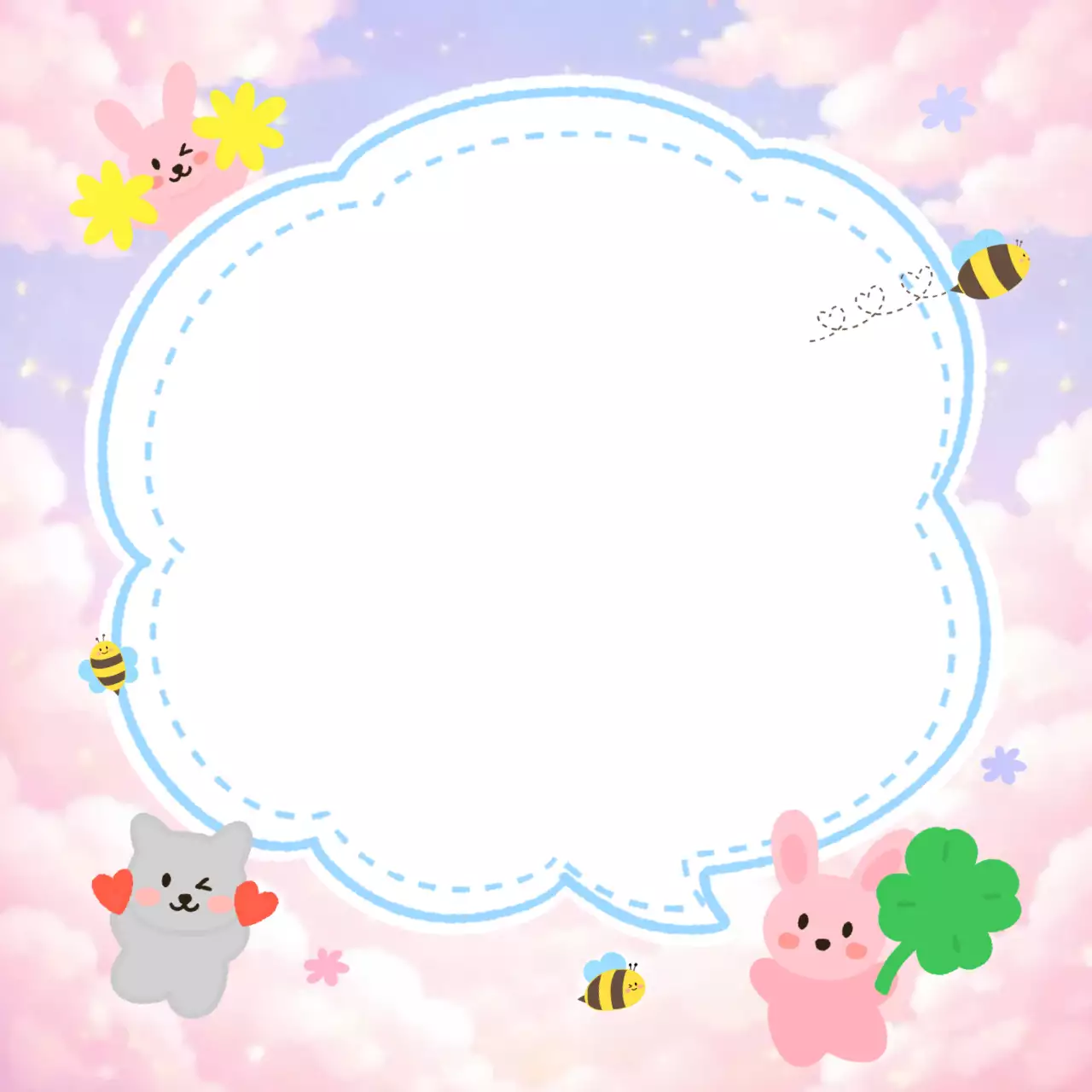 파스텔 분홍 아기자기한 응원하는 동물 캐릭터 메모