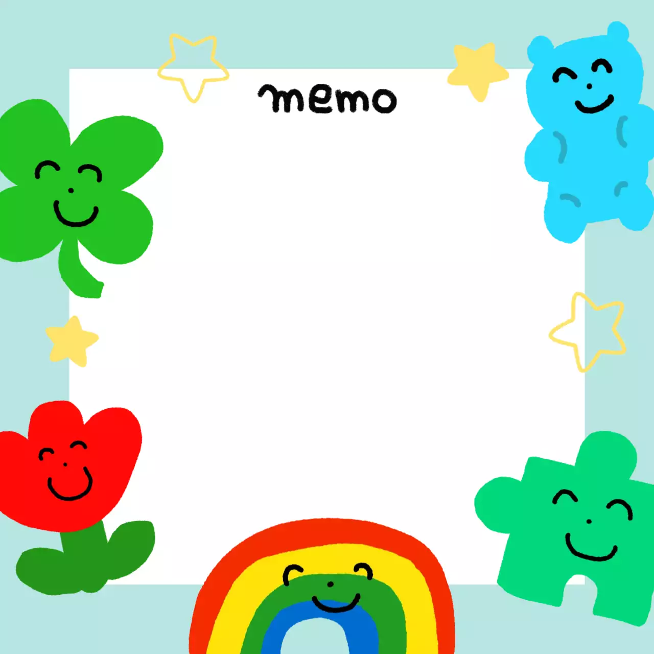 민트 아기자기한 손그림 낙서 문구