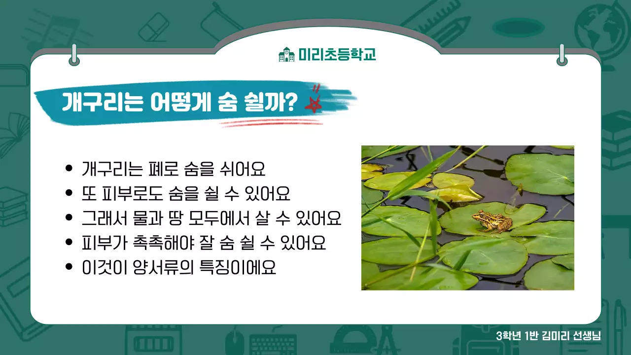 초록 심플 초등학교 수업 안내