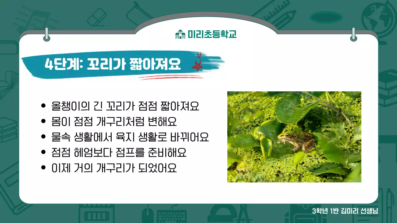 초록 심플 초등학교 수업 안내