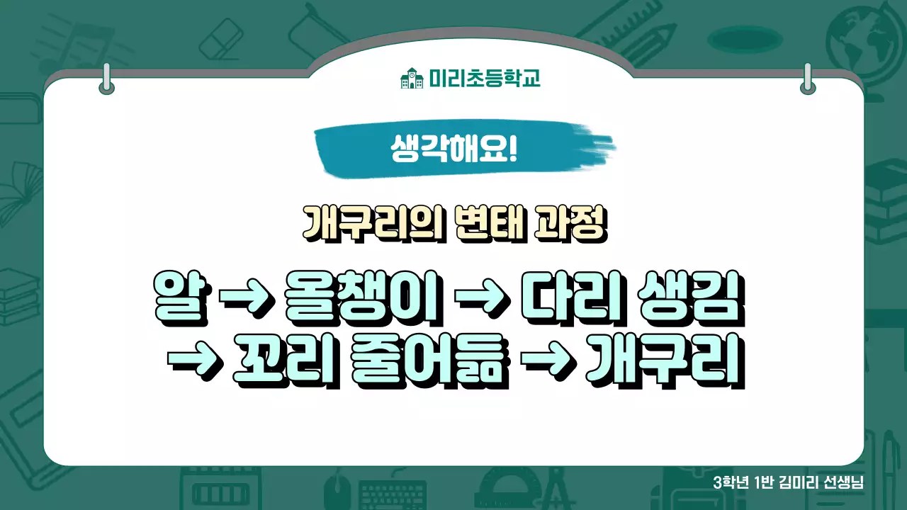 초록 심플 초등학교 수업 안내