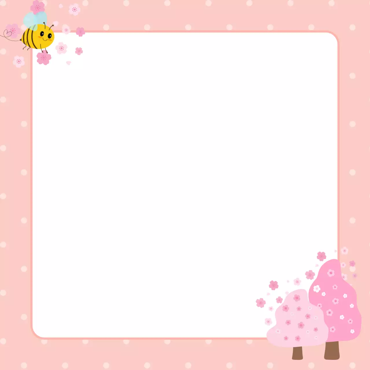 분홍색 아기자기한 꽃 프레임 엽서