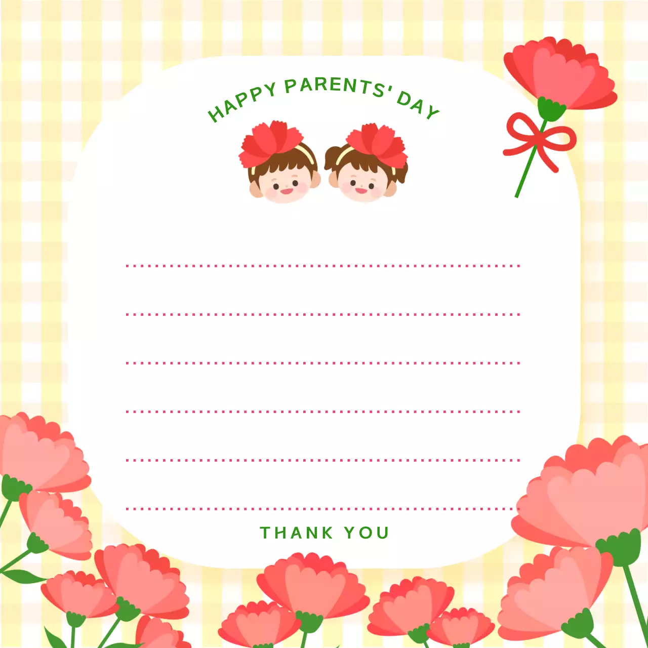 노란색 아기자기한 어버이날 감사인사 엽서프레임