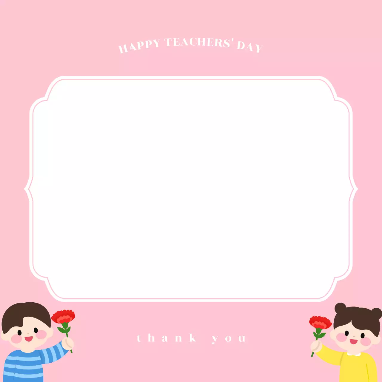 핑크 아기자기한 어린이 스승의날 감사 카드