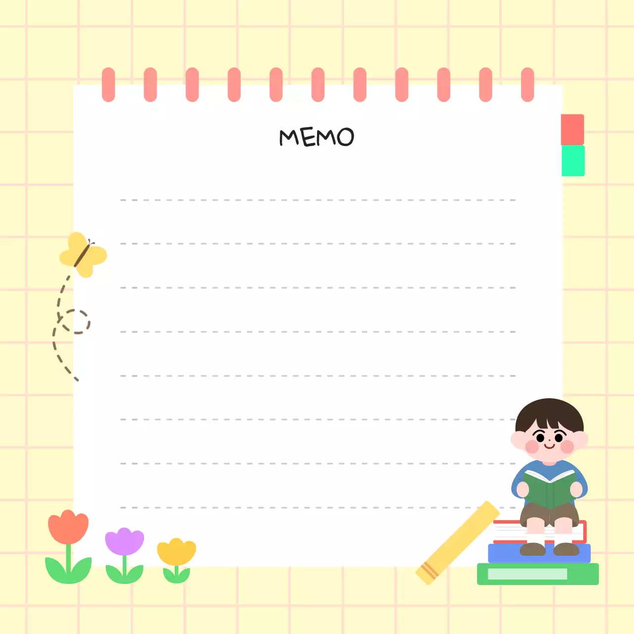 노랑 아기자기한 독서 쪽지