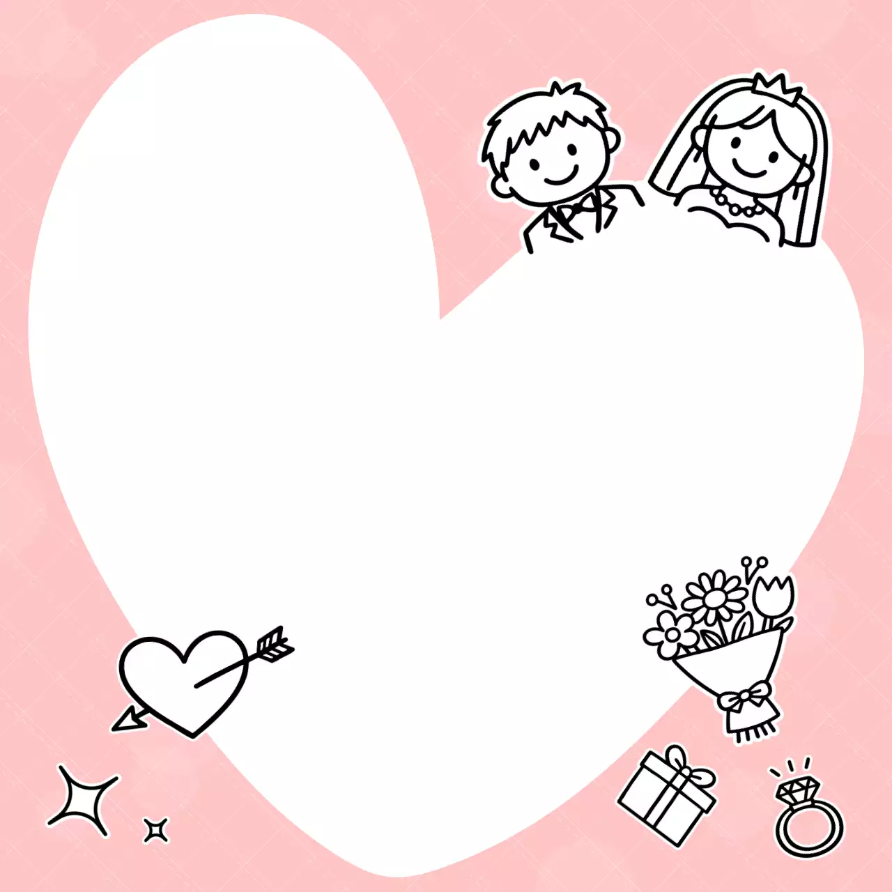 핑크 아기자기한 결혼식 초대장