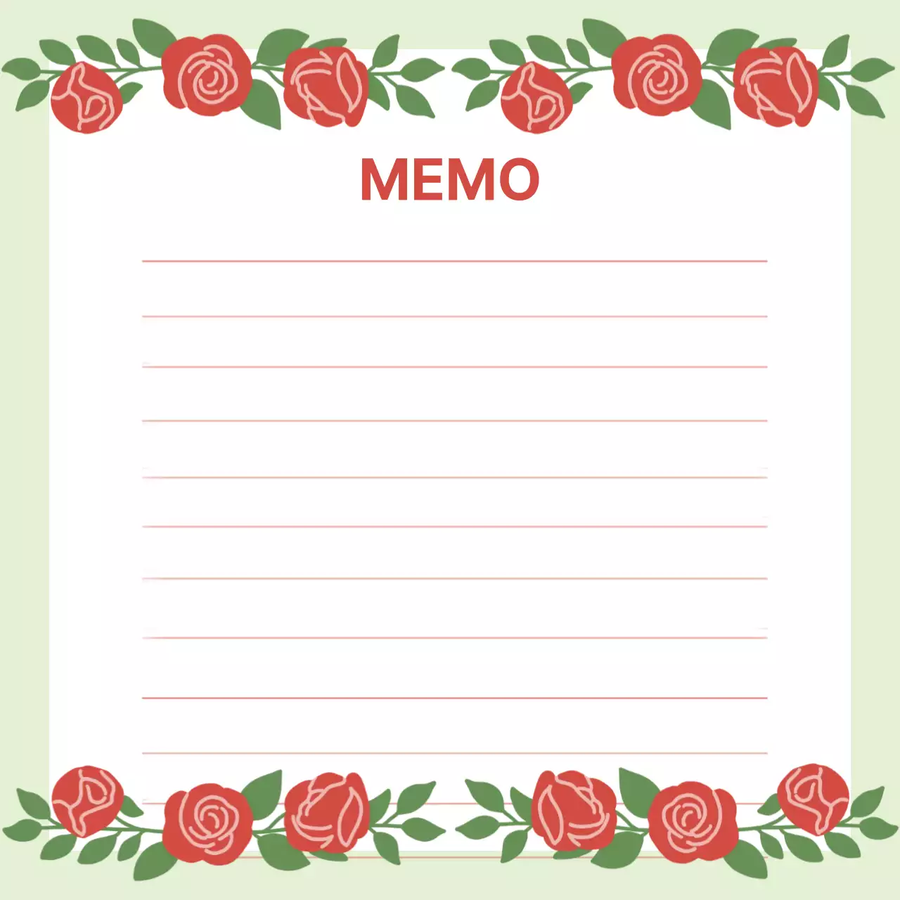 연두색 심플 장미 편지 프레임