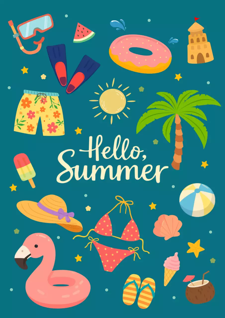 파랑 아기자기한 여름 휴가 안내