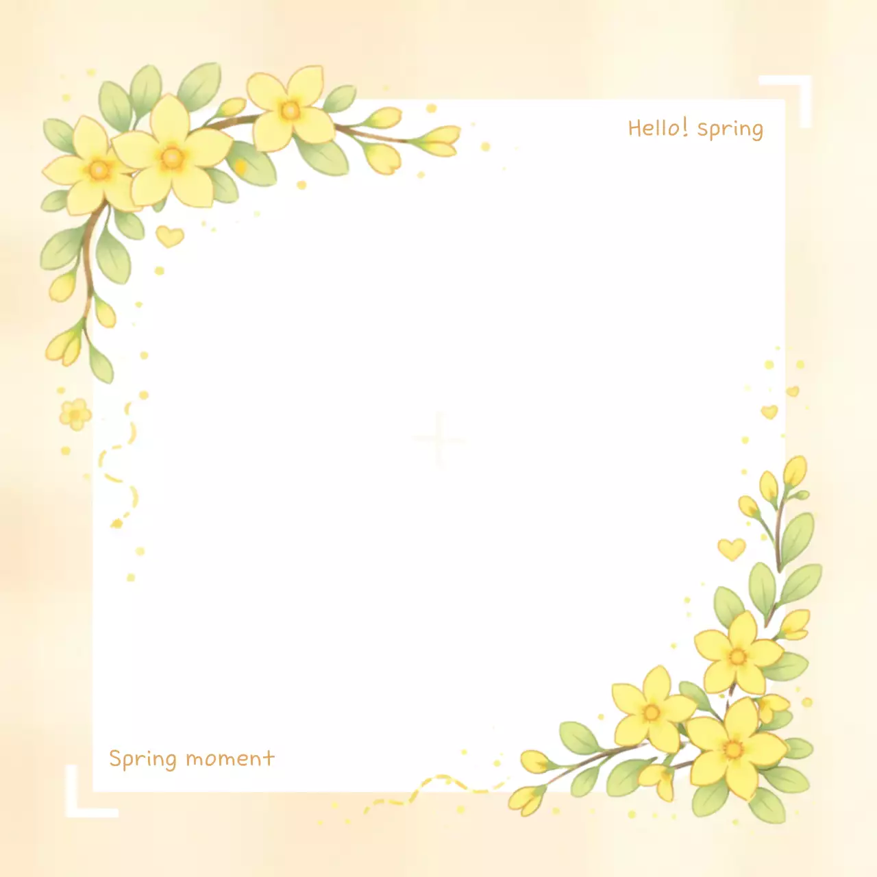 노란색 미니멀 봄 인사말 카드
