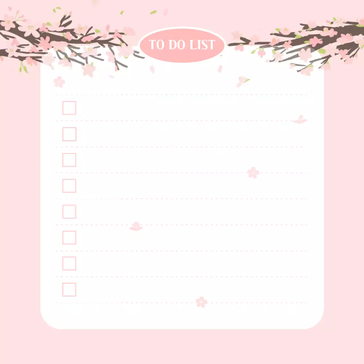 분홍색 아기자기한 봄 투두 체크 리스트