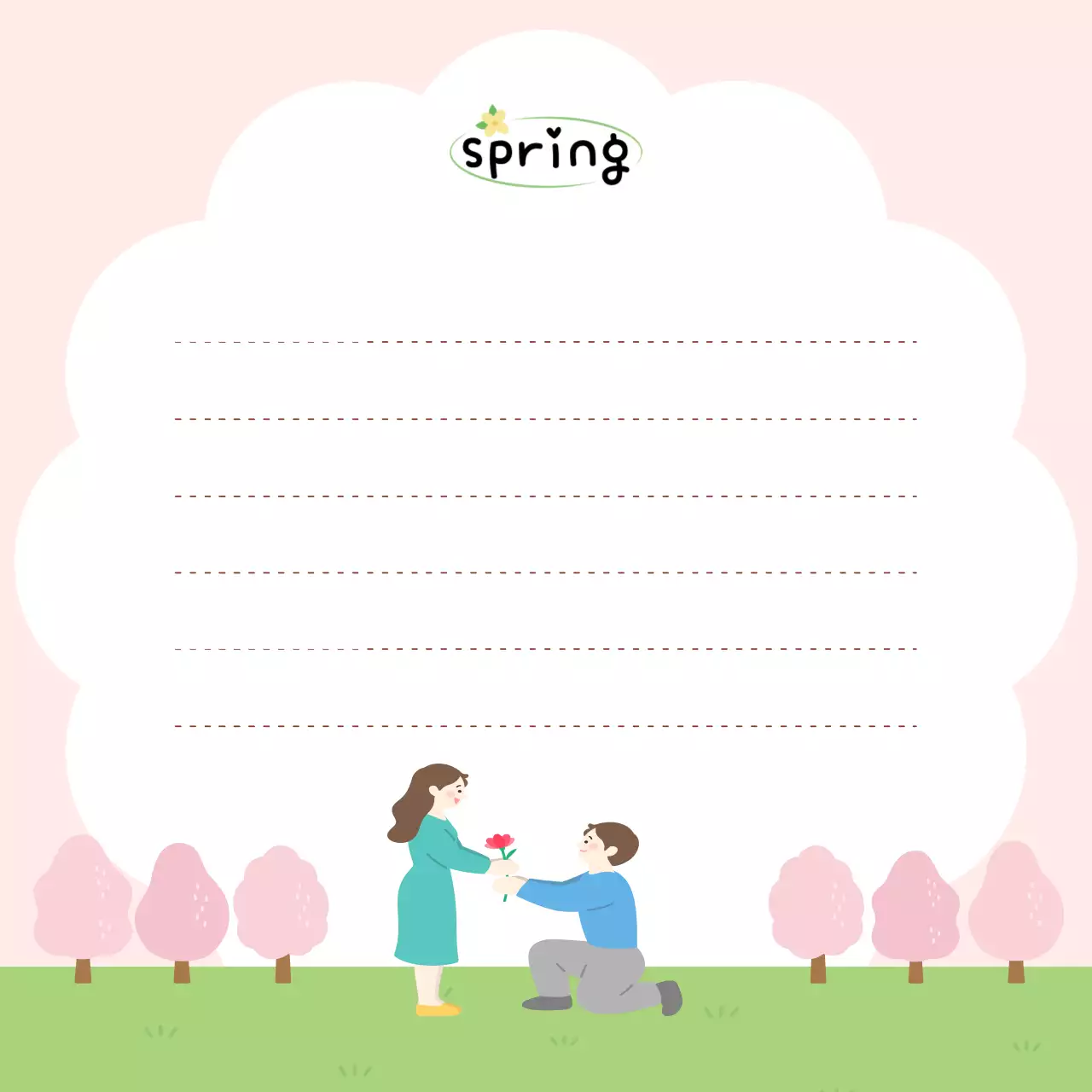 분홍배경의 심플한 줄 편지지