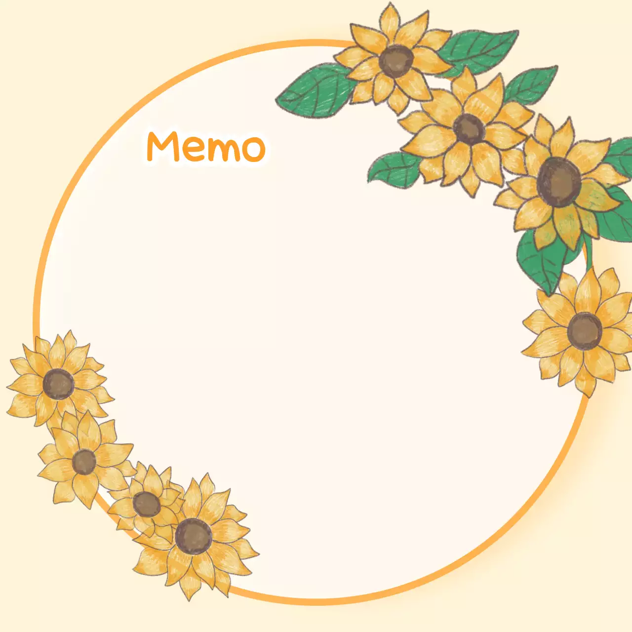 노란색 해바라기 메모지 프레임