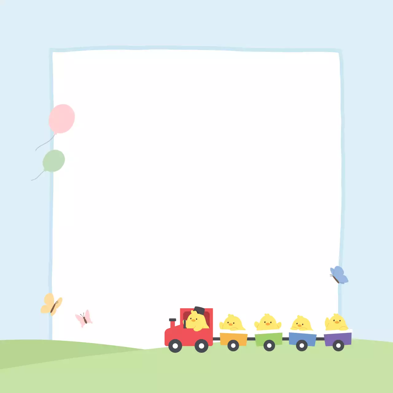 하늘색 아기자기한 병아리기차 메모