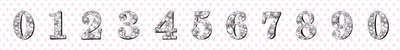 분홍색 아기자기한 꽃숫자 디자인 스티커