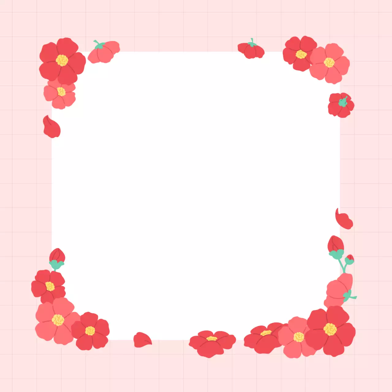 핑크 아기자기한 꽃 프레임 스티커