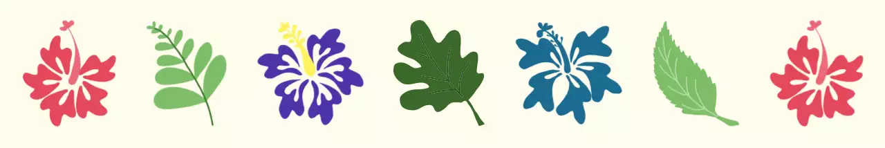 초록 심플 자연 하와이안꽃 프레임