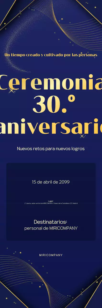 evento de aniversario de fundación de lujo en azul marino