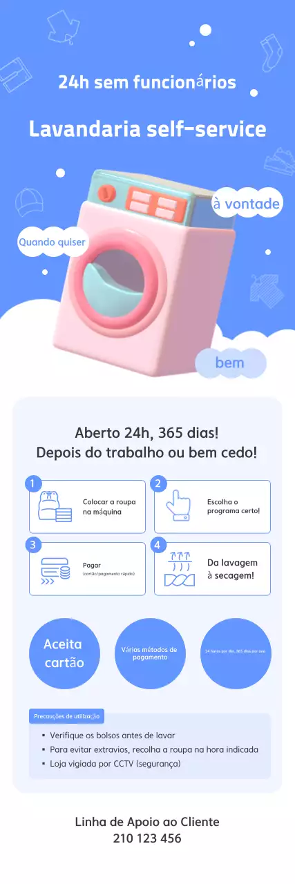 Promoção de lavanderia self-service Sky Blue Neat