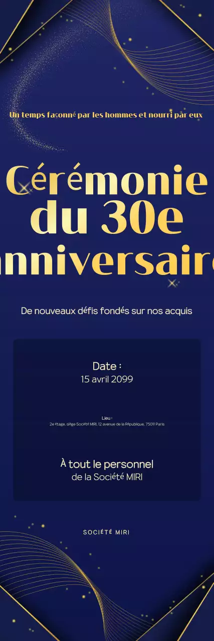 événement anniversaire de la fondation de luxe bleu marine