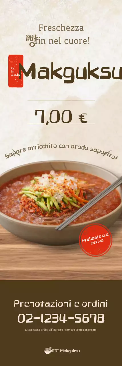 Promozione del menù con i noodles di grano saraceno rossi e freschi