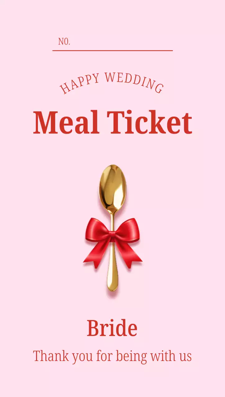 핑크 심플 결혼식 식사권 안내