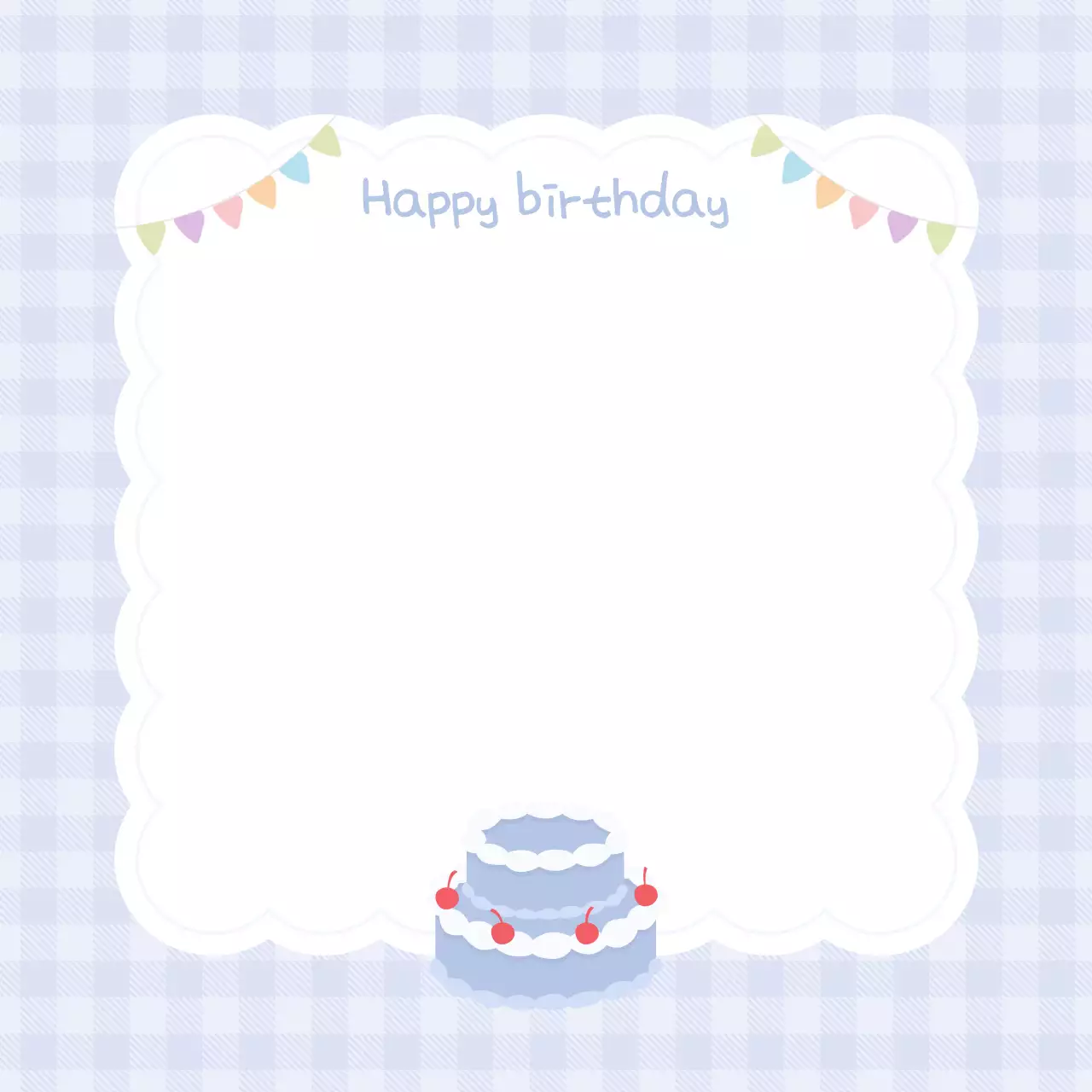 파랑 아기자기한 생일케이크 편지