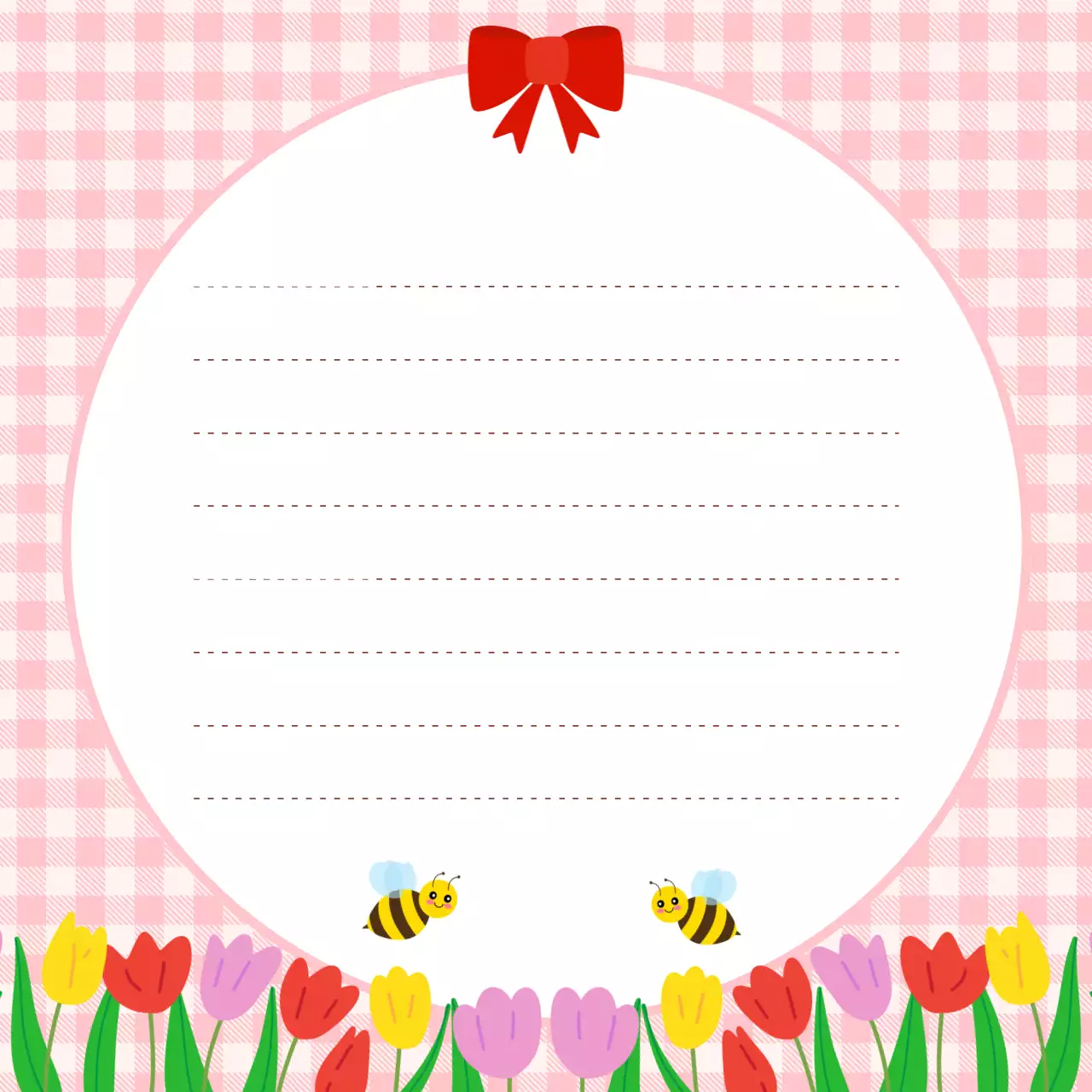 분홍색 아기자기한 튤립 편지