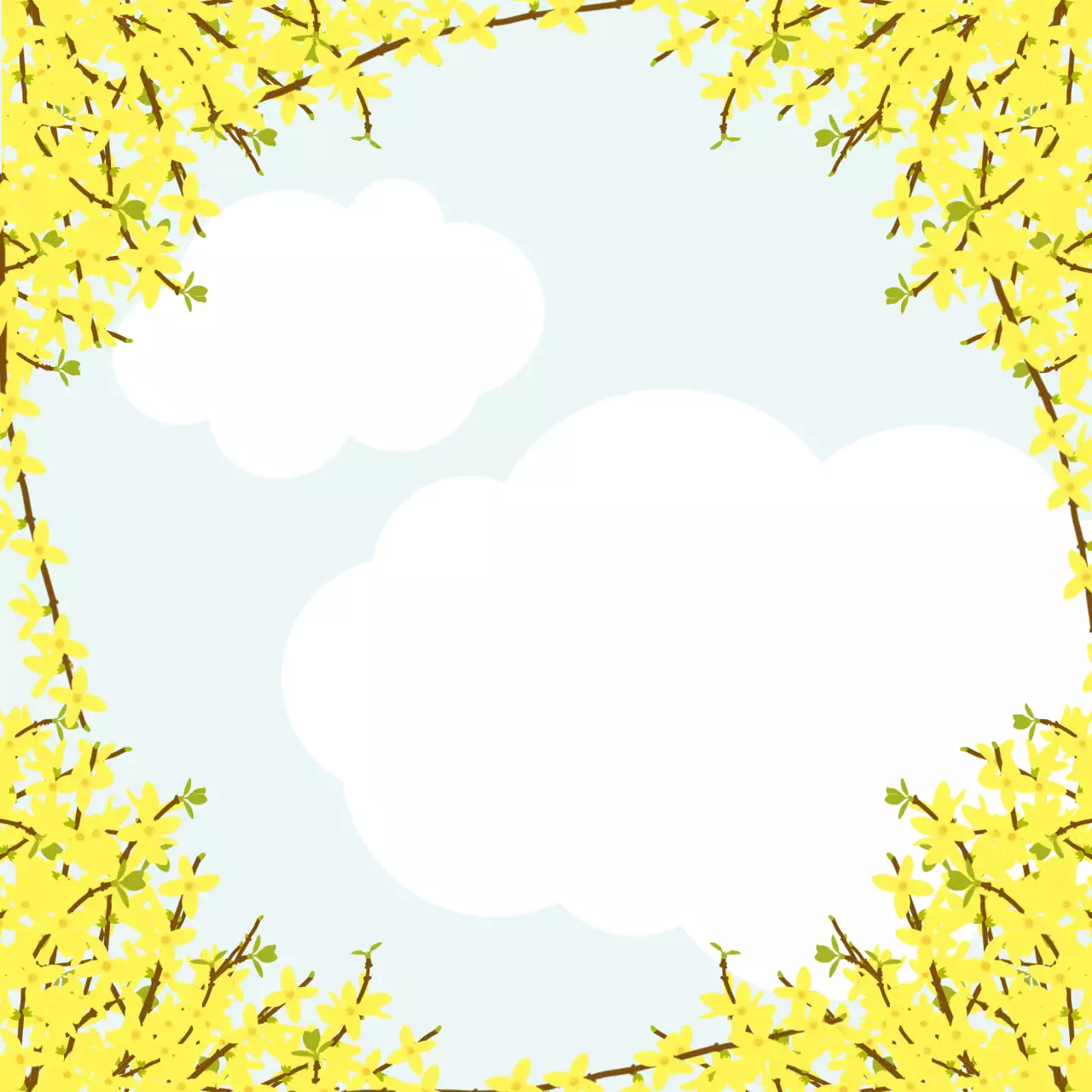 노랑 심플 개나리꽃 프레임