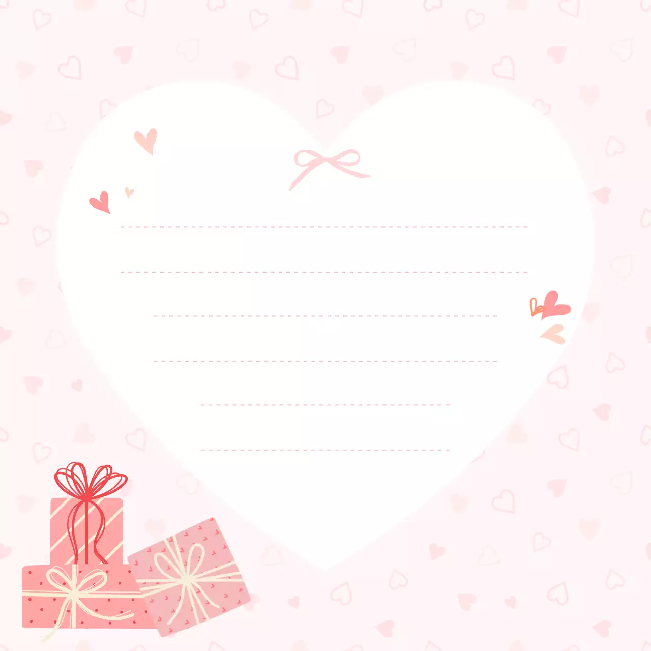 핑크 아기자기한 하트 편지