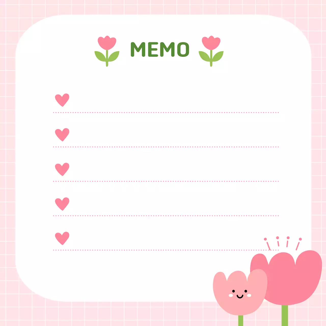 분홍색 아기자기한 메모