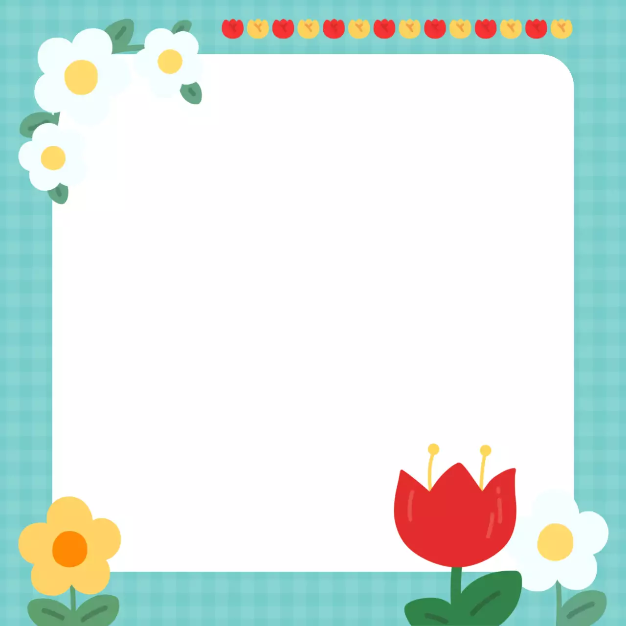 초록 귀여운 꽃 엽서