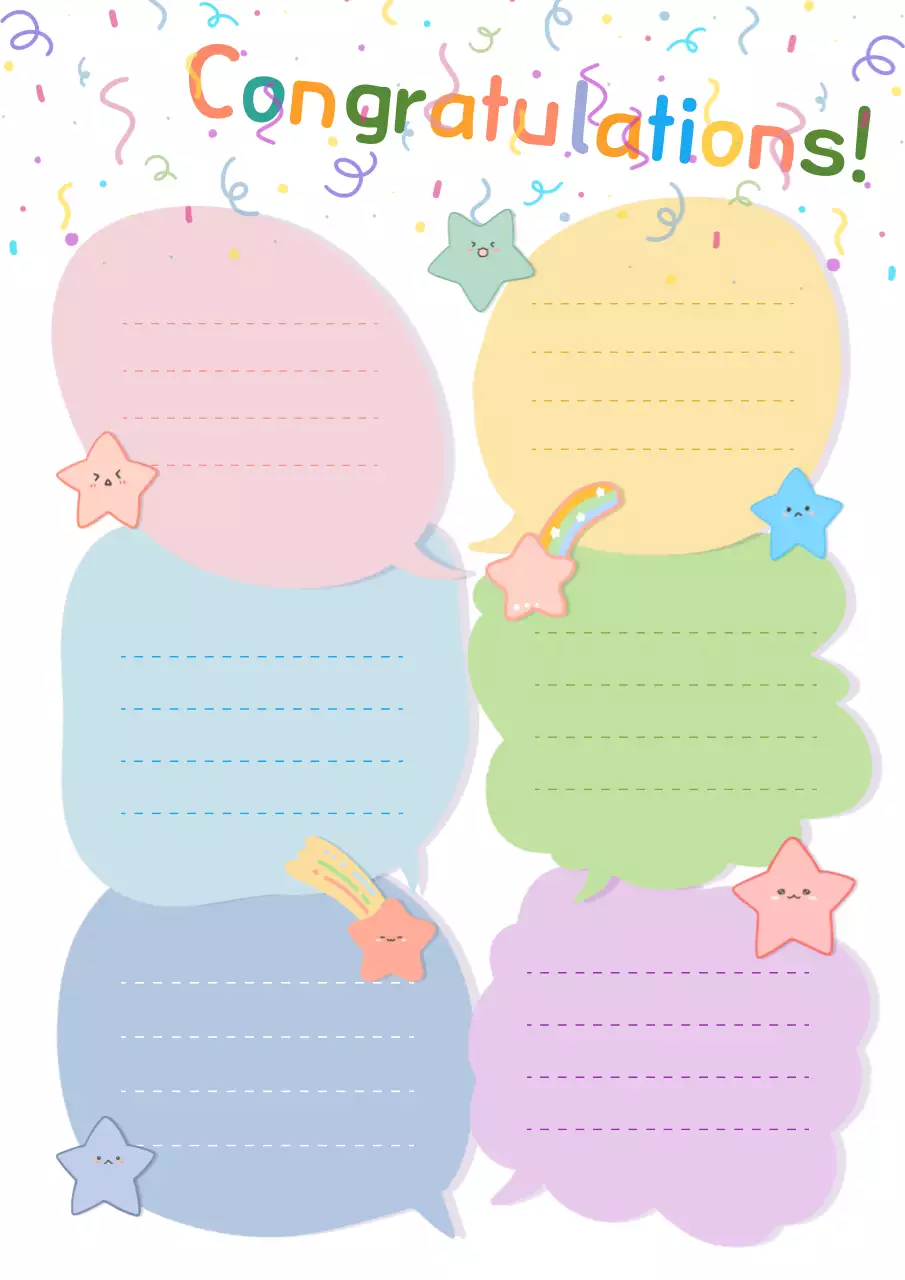 파스텔 아기자기한 축하 엽서