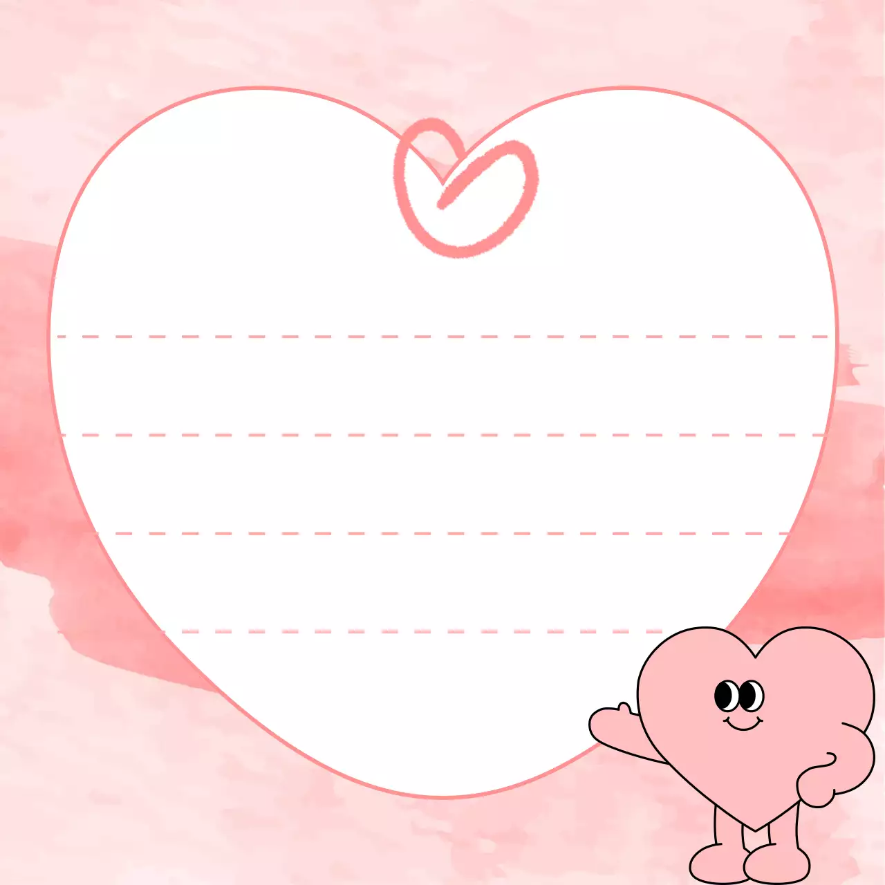 핑크 아기자기한 하트 엽서