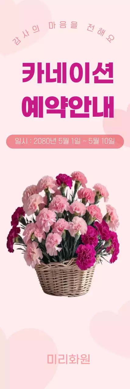분홍배경의 사랑스러운 카네이션 예약안내